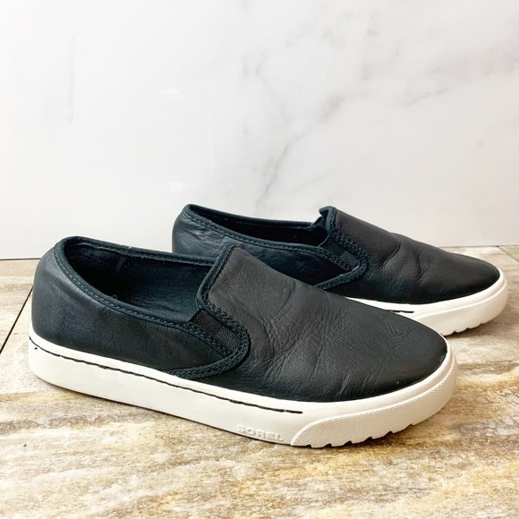 Sorel Shoes - Sorel Black Campsneak slip on leather sneaker